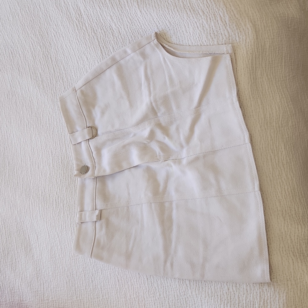 White Denim Mini Skirt